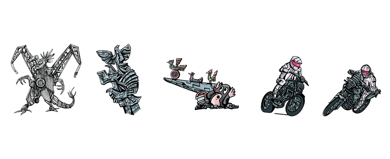 MotoGymkhana, postaci z ilustracji