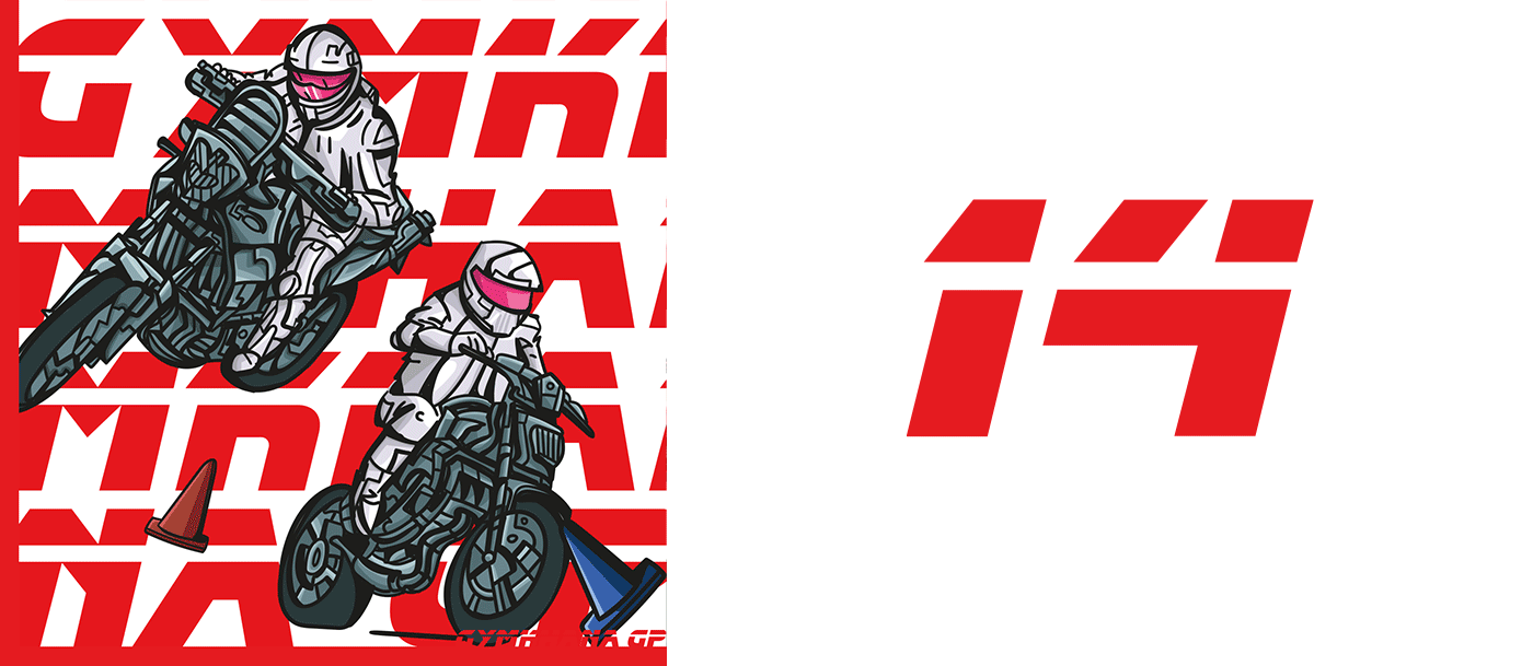 MotoGymkhana, ilustracja z motocyklistami